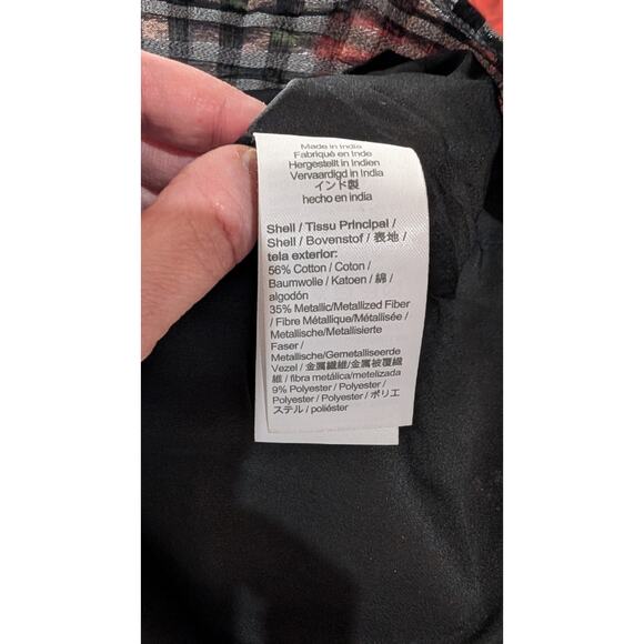 J Crew Womens Metallic Shiny Gingham Puff Sleeve Top Sz XS Ruffle NWT Futuristic - Picture 6 of 7